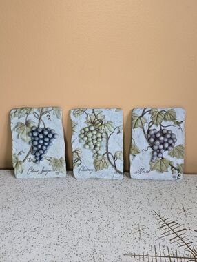 Cheri Blum Grape Wall Plaques - Set Of 3 - Cluster Artwork
